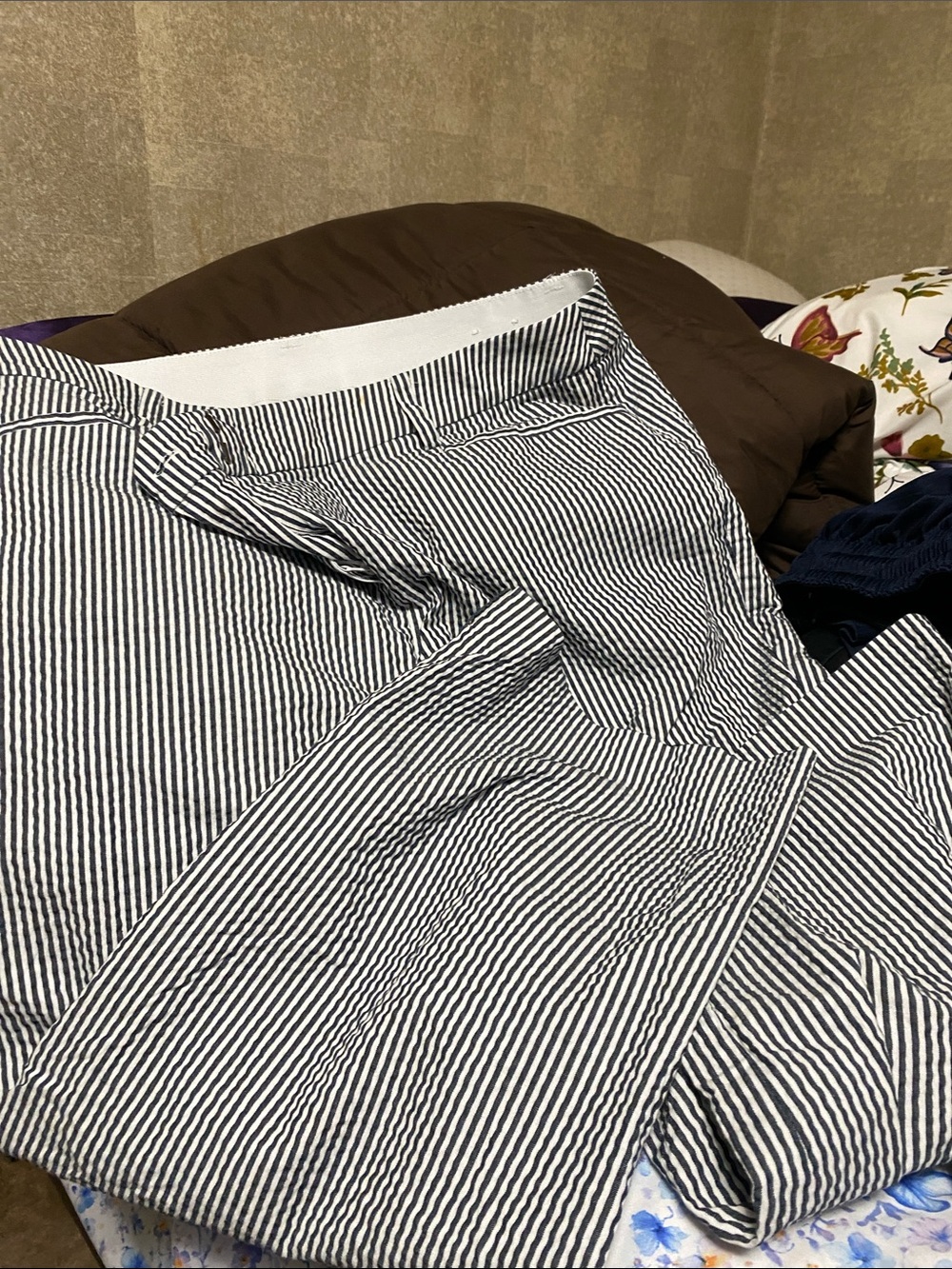 Lane Bryant Black and White Vertical Stripe cropped pants